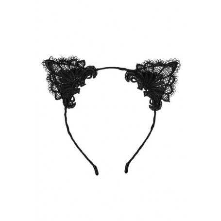 Serre-Tête Sexy Oreilles Dentelle Noire