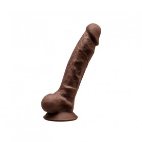 Gode Réaliste avec Ventouse Chocolat 17.5x3.8cm 7" Model 1 SilexD