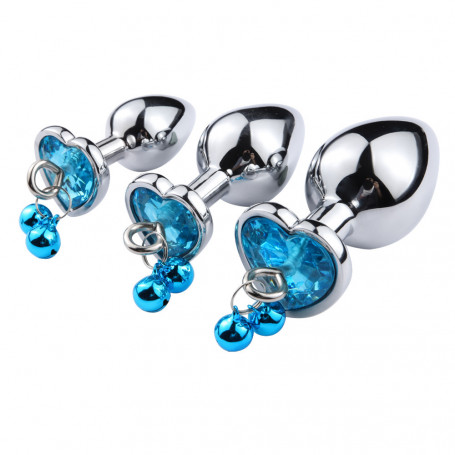 Plug Anal Diamant Coeur et Grelots Turquoise