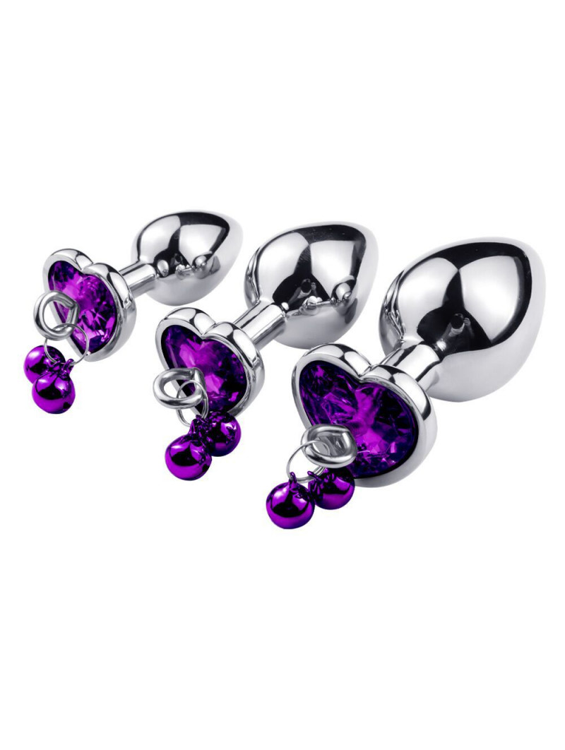 Plug Anal Diamant Coeur et Grelots Violet - Nombreux Plug Anal Bijou Plug Anal Diamant Coeur et Grelots Violet - Nombreux Plug Anal Bijou