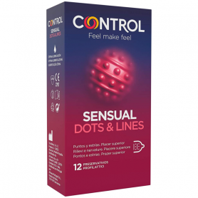 Boîte 12 Préservatifs Sensual Dots & Lines Control