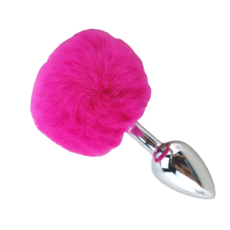 Plug Anal Pompon de Lapine Fuchsia