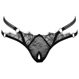 String Féminin Noir Ouvert Entrejambe