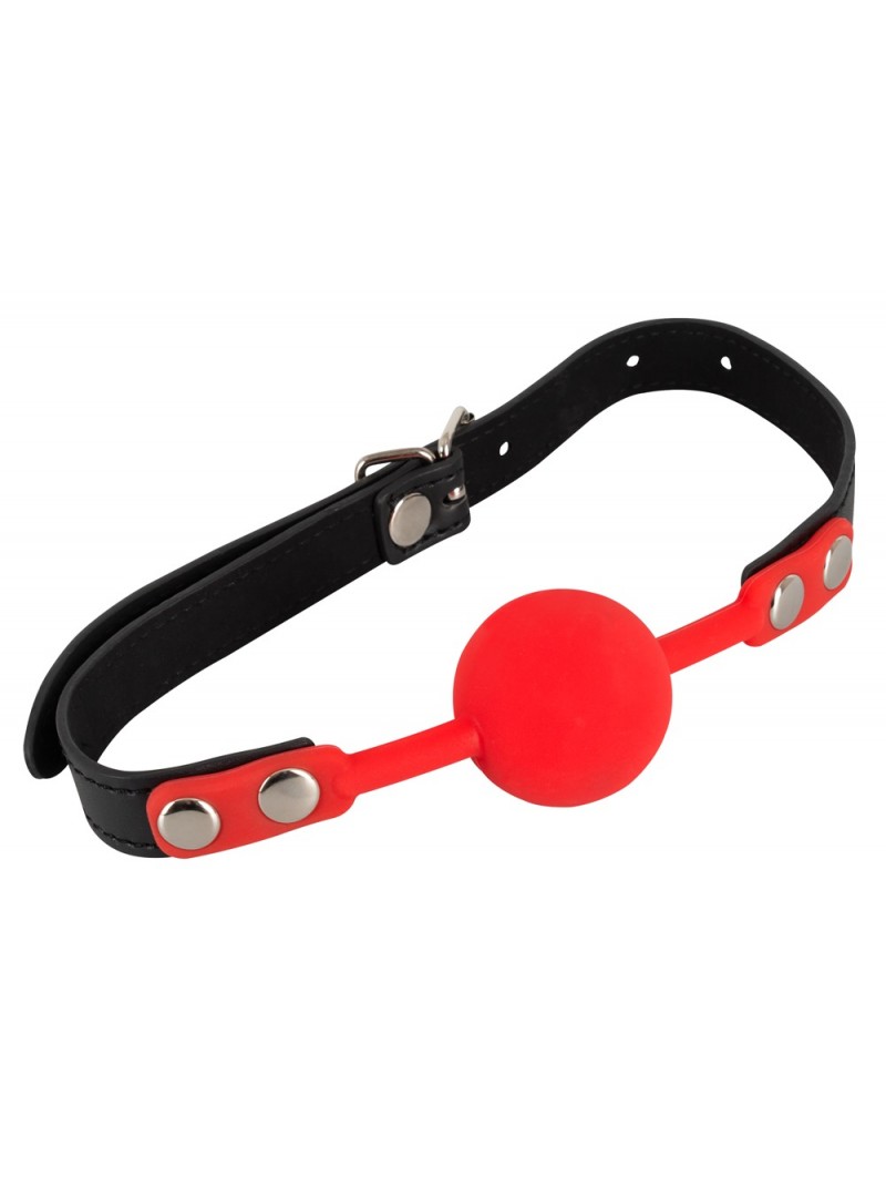 Bâillon Boule Noire Et Rouge Bdsm Soumission Bondage Baillon Sm