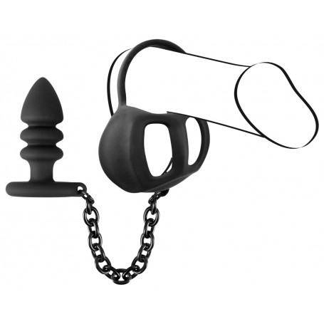 Cage à Testicules avec Plug Anal Black Velvets