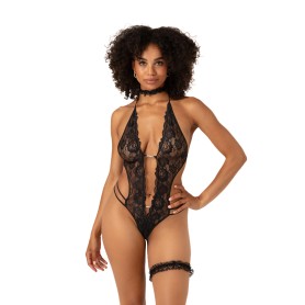 Body Ouvert Dentelle Noire avec Accessoires