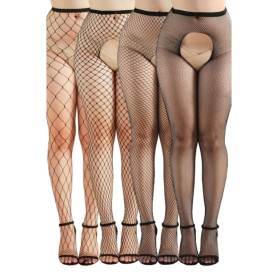 Pack 4 Collants Ouverts Résille Sexy Noire