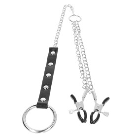 Cockring Métal et Pince-Tétons Réglables Kink