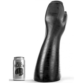 Gode Double Fist AB59 en PVC noir souple, en forme de deux mains jointes – 38 cm insérables, base plate