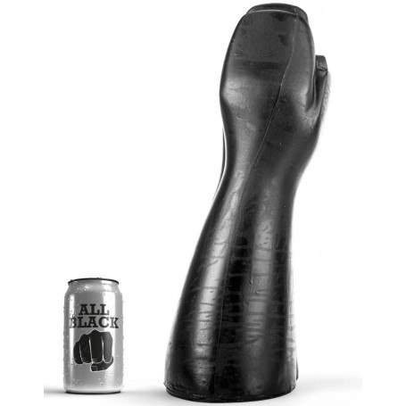 Gode Double Fist AB59 en PVC noir souple, en forme de deux mains jointes – 38 cm insérables, base plate