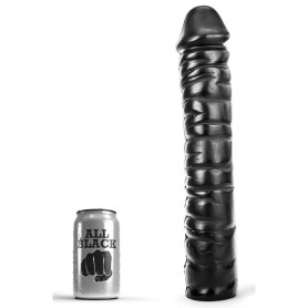 Gode XXL All Black AB51 noir en PVC avec gland large et surface nervurée – 35 cm insérables