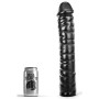 Gode XXL All Black AB51 noir en PVC avec gland large et surface nervurée – 35 cm insérables