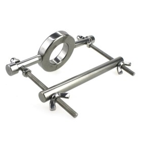 Accessoire BDSM écraseur testicules avec étireur en acier inoxydable