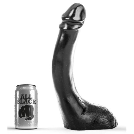 Gode XL courbé réaliste AB24 en PVC – All Black – 30 cm insérables