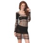 Robe mi-longue résille noire BS105 Passion, moulante et transparente