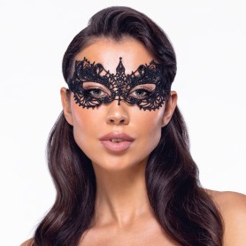 Masque érotique en tissu brodé noir Cottelli avec dentelle à nouer