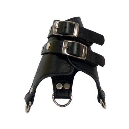 Ballstretcher parachute en cuir BDSM – réglable avec anneaux pour poids
