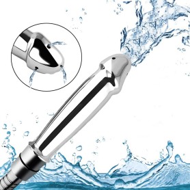 Embout douche intime en métal pour lavement anal – 12,5 x 3 cm, jet multi-trous