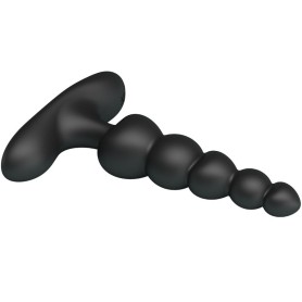 Plug anal vibrant noir Corban Pretty Love avec design perlé et 12 modes de vibration en silicone rechargeable