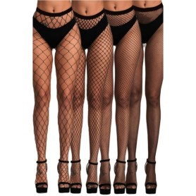 Lot de 4 Collants Sexy en Résille Noire