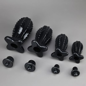 Plug Tunnel Anal Cactus avec Bouchon Noir