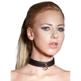 Collier Bijou Simili Cuir Noir Bad Kitty