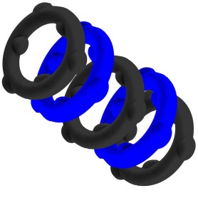Pack de 5 Anneaux Péniens GearHeads Spinner Noir-Bleu
