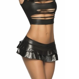 Jupette Sexy Wet Look Noir Mapalé