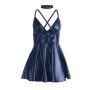 Robe Glamour Simili Cuir Bleu