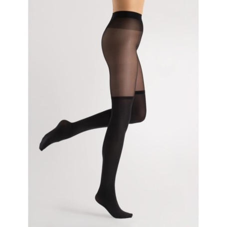 Collants Imitation Bas Opaques Noirs Miguela Fiore