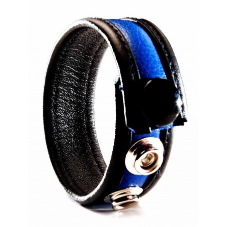 Cockring Cuir Bicolore Bleu