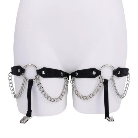 Paire de Jarretières Noires à Chaine