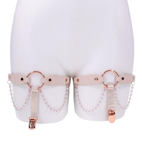 Paire de Jarretières Roses à Perles