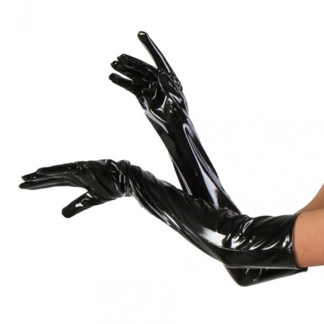 Gants Longs en Vinyle Noir