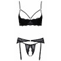 Ensemble Dentelle 3 pièces Seins Nus et String Fendu