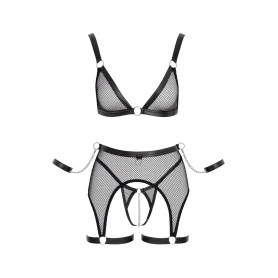 Ensemble Fetish noir en dentelle - Cotelli Bondage