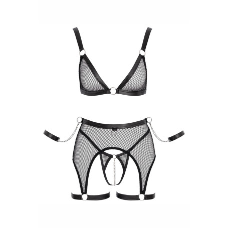 Ensemble Fetish noir en dentelle - Cotelli Bondage