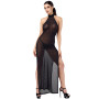 Robe longue en maille pailletée Onyx F372 - Noir Handmade