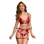 Set soutien-gorge et slip à jarretelles ouvert rouge - Cottelli BONDAGE