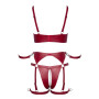 Set soutien-gorge et slip à jarretelles ouvert rouge - Cottelli BONDAGE  