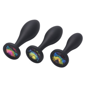 Plug Anal Silicone Noir avec Strass