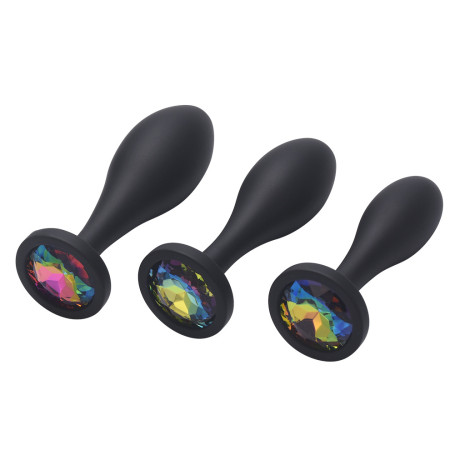 Plug Anal Silicone Noir avec Strass