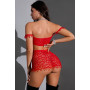 Ensemble Jupe et Top en Résille Rouge