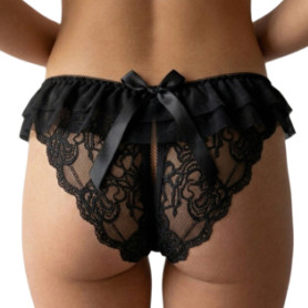 Culotte Sexy Fendue Dentelle Noire