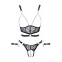 Ensemble ouvert 3 pièces noires - Cotelli Bondage 