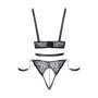 Ensemble ouvert 3 pièces noires - Cotelli Bondage 