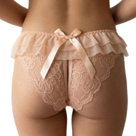 Culotte Fendue en Dentelle Rose Poudré