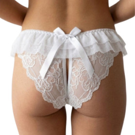 Culotte Ouverte Blanche en Dentelle