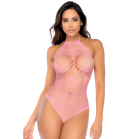 Body Résille Rose à Motif Coeur Mapalé