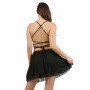 Robe Féminine Noire à Volants